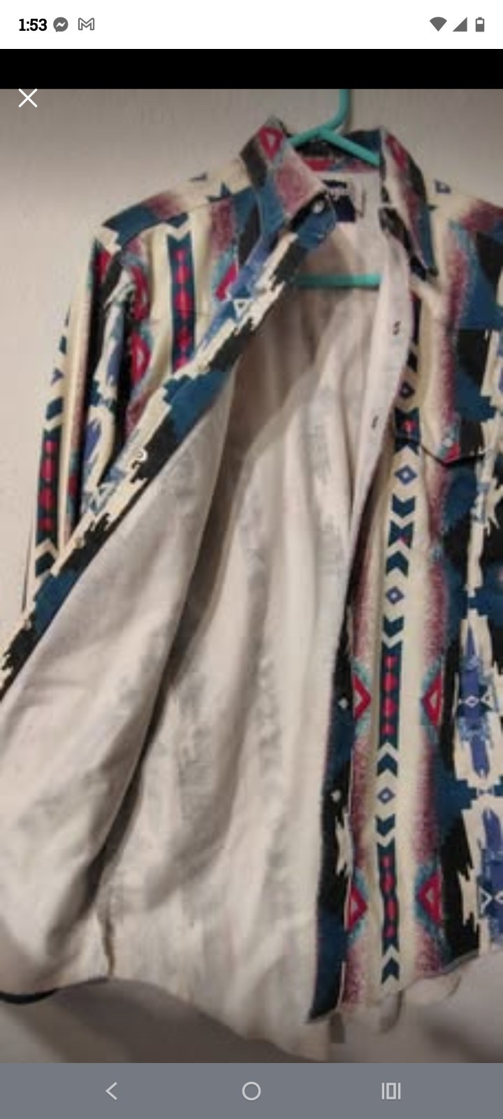 Vintage 80s Wrangler Aztec Navajo Brushpopper Shirt Wrangler Native Tribal... thumbnail 4