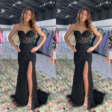 Mermaid Wedding Dresses with Split Sweep Train Lace Appliques Bridal Gowns