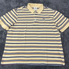 Lacoste Polo Sz 7 Yellow Striped Classic Pique Cotton Preppy Ivy Tennis 2XL
