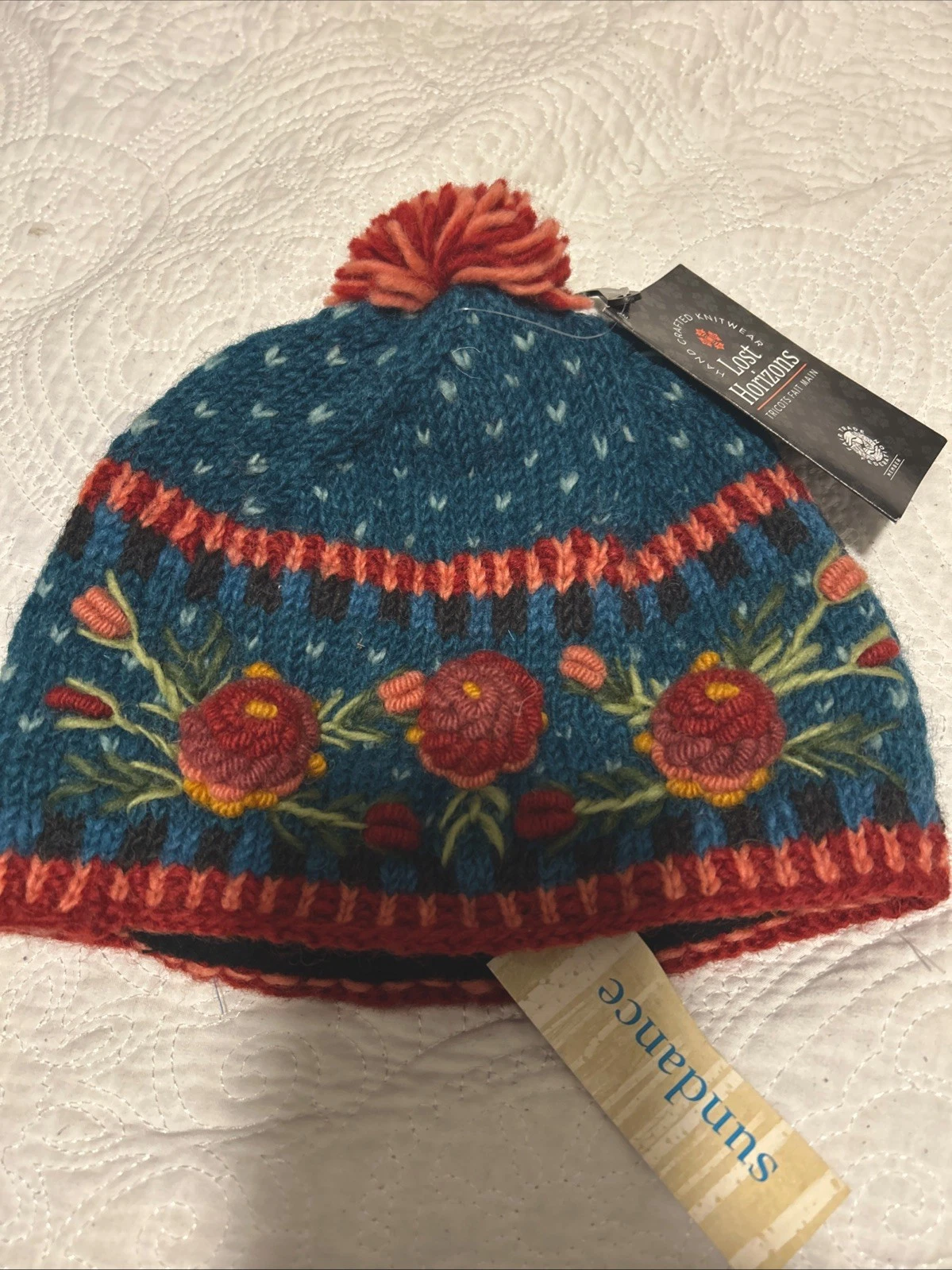 Women's Lost Horizons Frosty Blooms Wool Beanie with Fleece Lining Band
