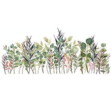 Amaonm Green Fresh Plants Flower Grass Wall Decals, Removable 3D Leaf Floral