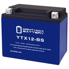 Mighty Max YTX12-BS Lithium Replacement Battery Compatible with KMG YTX12-BS