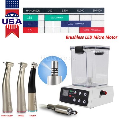 Practice Dental Electric Micro Motor Brushless Motor / 1:1 1:5 LED Handpiece USA