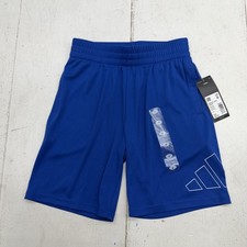 Adidas Shorts Boys 8 Blue ESS Big Logo Athletic Running Training Elastic Waist