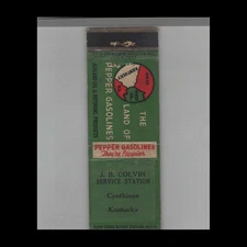 Matchbook Cover - Pepper Gasoline J.B. Colvin Service Station Cynthiana, KY