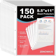 150 Pack Sheet Protectors 8.5x11 Clear Plastic Sleeves for 3 Ring Binder Heavy D