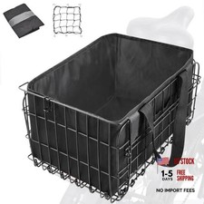 Bike Basket Rear Large Folding Metal Bicycle Ebike Basket, Quick Release