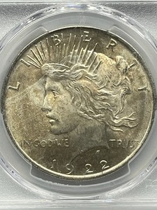 1922 Toned PCGS MS 63 Peace Dollar Silver $1 Business Strike Uncirculated