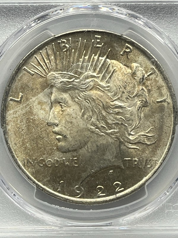 1922 Toned PCGS MS 63 Peace Dollar Silver $1 Business Strike Uncirculated