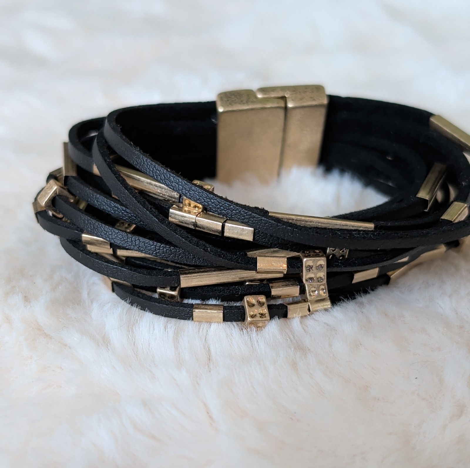 Gold, Silver, Black Stackable Cuff, Bangle, Wrap … - image 6