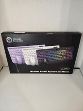 Wireless Keyboard and Mouse Combo with 7 Colored Backlits, Wrist Rest, Purple