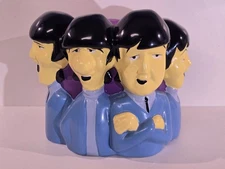 The Beatles Sculpted Cartoon Cookie Jar (2005 Vandor) – Paint Wear & Lid Residue