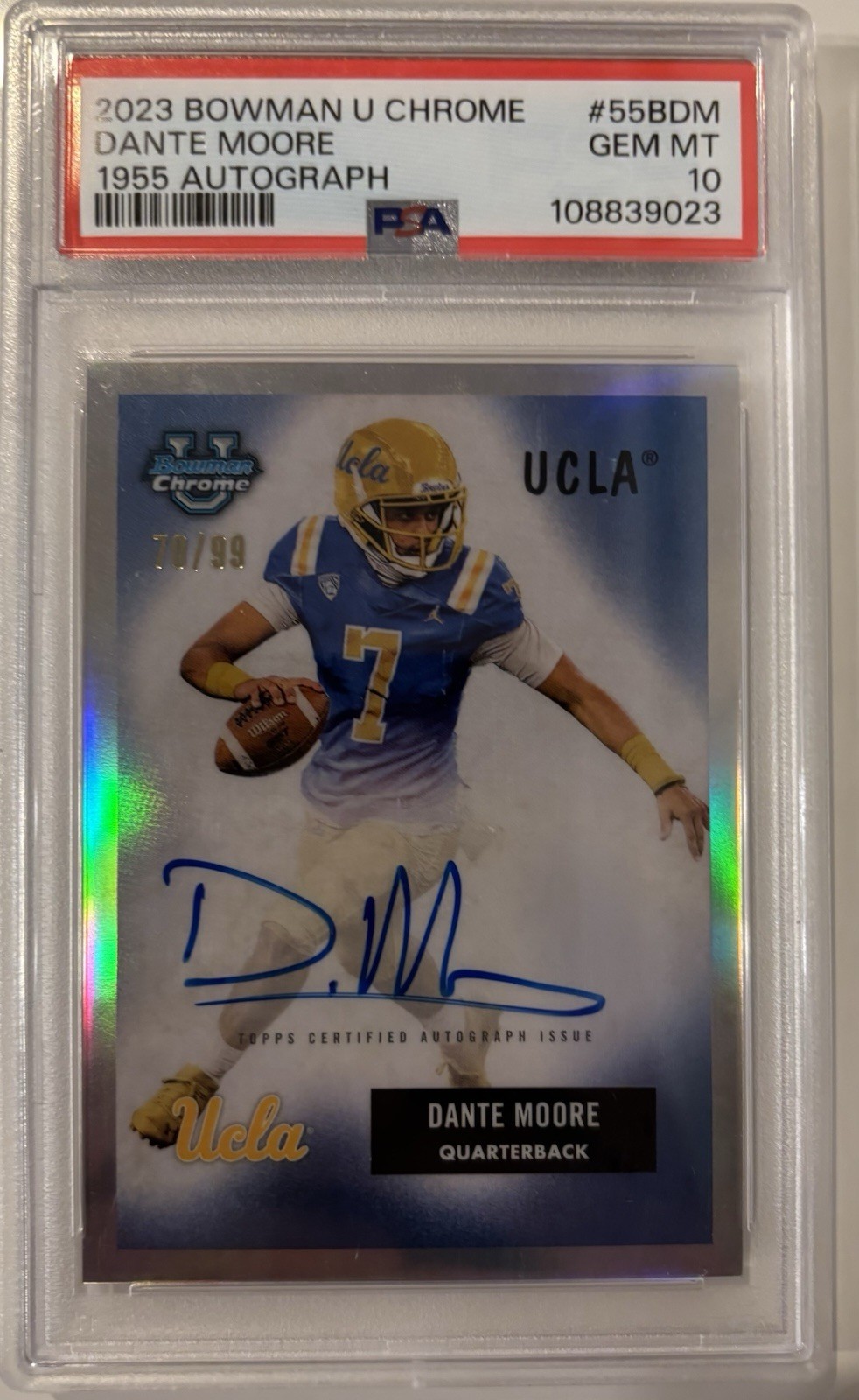 2023 Bowman U Chrome 1955 Dante Moore Autograph 70/99 PSA 10