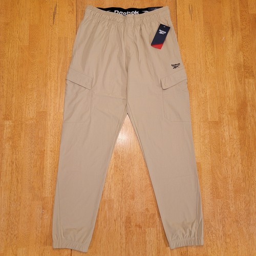 Pantaloni Reebok Twill Joggers Uomo Medium Slim Precisione OB Beige NUOVI $70