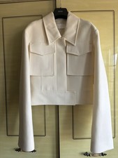 Hugo Boss Cream Cropped Wool Jacket – Structured Tailored – Size UK 6
