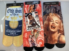 NWT KING SOX Various Gag Gift Novelty Crew Cut Socks, Lot of 3 Pair Mens Sz 6-13