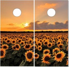 Sunflower Field Sunset Cornhole Wrap Bag Toss Skin Decal Sticker
