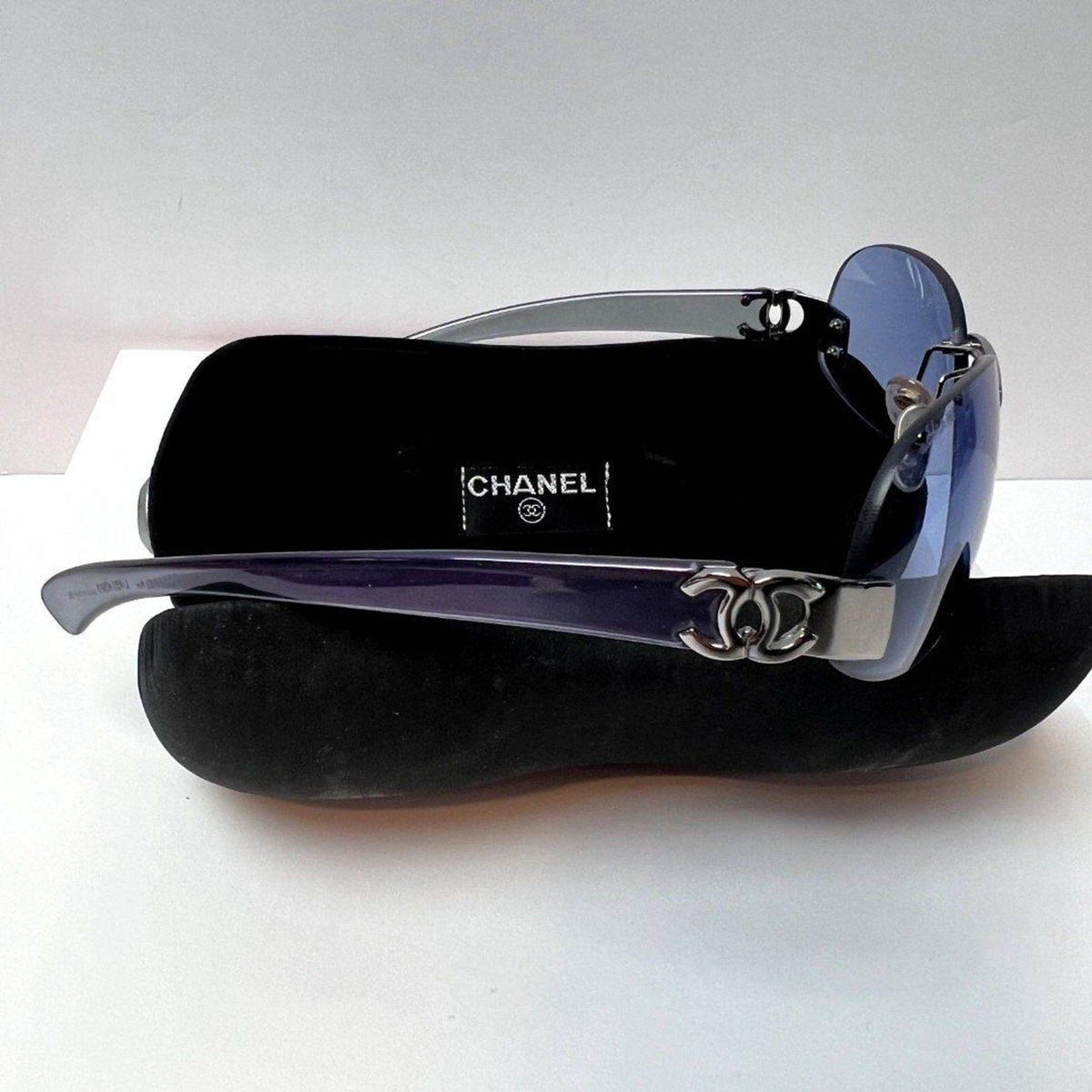 Vintage Chanel Frameless CC Logo Sunglasses Blue and Purple | eBay