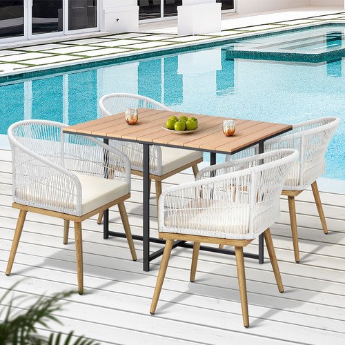Outdoor Dining Set Furniture Table Chairs Patio Bistro Setting 5 Piece Livsip - Picture 2 of 10