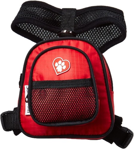 Sarah Tom ClassyRuff Dog Pack & Harness Backpack Red Size XS 13" Neck 14" Girth - 第 1/2 張圖片