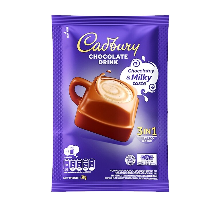 Cadbury Tasty Milky Hot Chocolate 3 in 1 Instant Drink 15 x 30g FREE SHIPPING