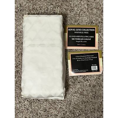 Royal Luxe Pillowcases 500 Thread Count 100% Cotton Wrinkle Free Pr Standard 