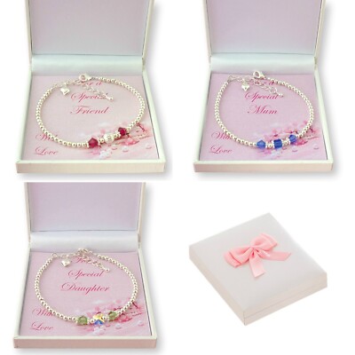 Birthstone Bracelets for Daughter, Sister, Mum, Friend, Goddaughter, Auntie etc
