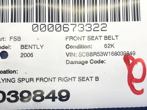 2006-2012 BENTLEY CONTINENTAL FLYING SPUR FRONT RIGHT SEAT BELT BUCKLE BROWN OEM - Picture 15 of 15