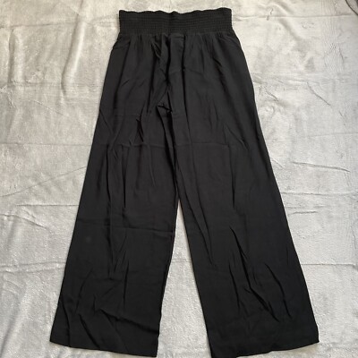 Pants Small Petite SP NWT Smocked Waist Rayon Casual Black