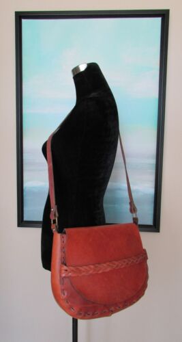 Vintage 70's Boho Hippie Leather Mexican Shoulder Crossbody Bag - Picture 2 of 10