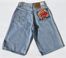 NWT VTG New Levis 560 Denim Jean Short Boys Size 12 Slim Fit Orange Tab 90s