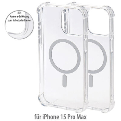 Xcase 2er-Set Transparente MagSafe-Hybrid-Hülle iPhone 15 Pro Max