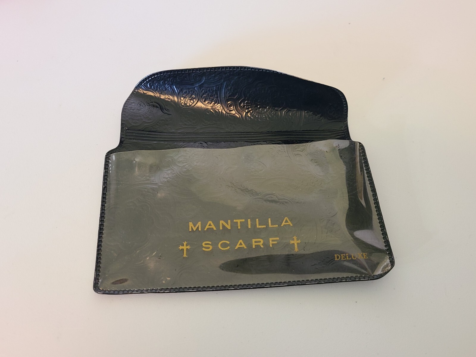 RARE Mantilla Scarf Storage Pouch Vintage Deluxe Cross Gem