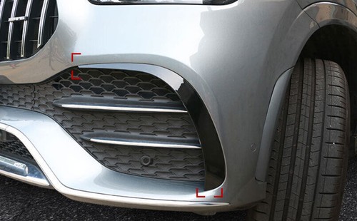 For Benz GLE 2020-2023 Glossy Black Blade Front Fog Light Eyelid Molding Trim 2X - Picture 4 of 8