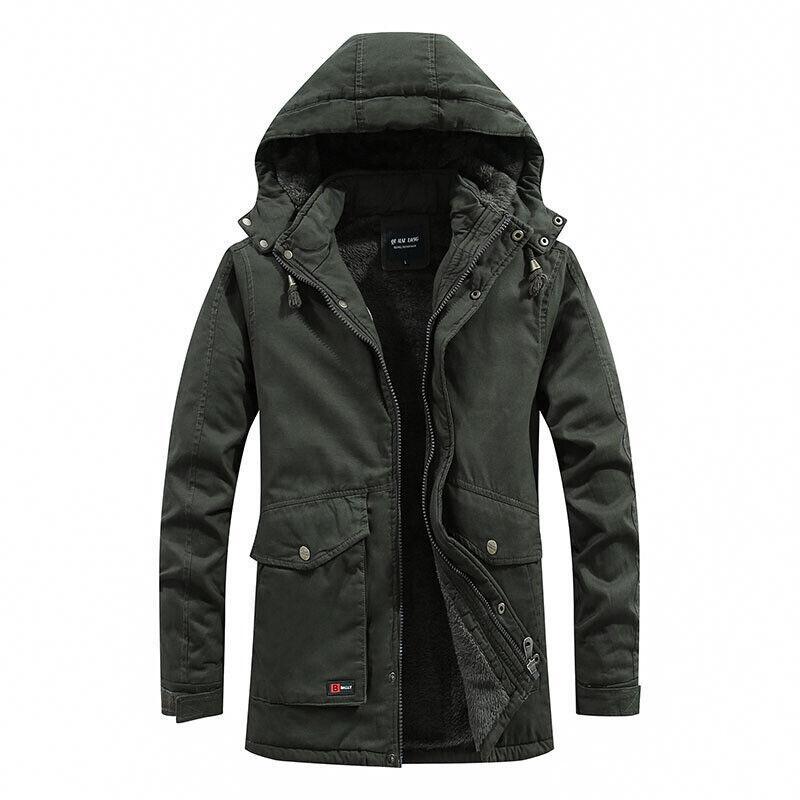 Men's Cotton-padded Jacket Hooded Mid-length Casual Overcoat
