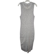 Free People Womens Size Med bodycon Dress Ribbed Knit Midi Sleeveless Gray