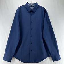 Calvin Klein Shirt Mens Size S Move 365 Graph Check Button Down Long Sleeve Blue