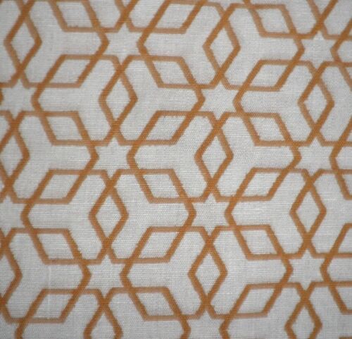 ARJUMAND Idarica Gazzoni Hexagon Gold Natural Hand Print Linen New 1+ yard  - Picture 1 of 2