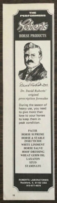 #ad #ad 1977 Roberts Horse Products Rockford IL Print Ad Horse amp; Stable Stud Laxaton Etc $16.60