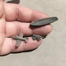 Lead Toy Parts Ship Life Boat 1 1/2" Airplane 3/4" Cannon 1/2" Lot 3 Miniature