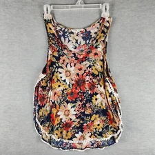 Love Tree Woman Tank Top M Multicolor Dark Floral Sleeveless Open Sides Relax