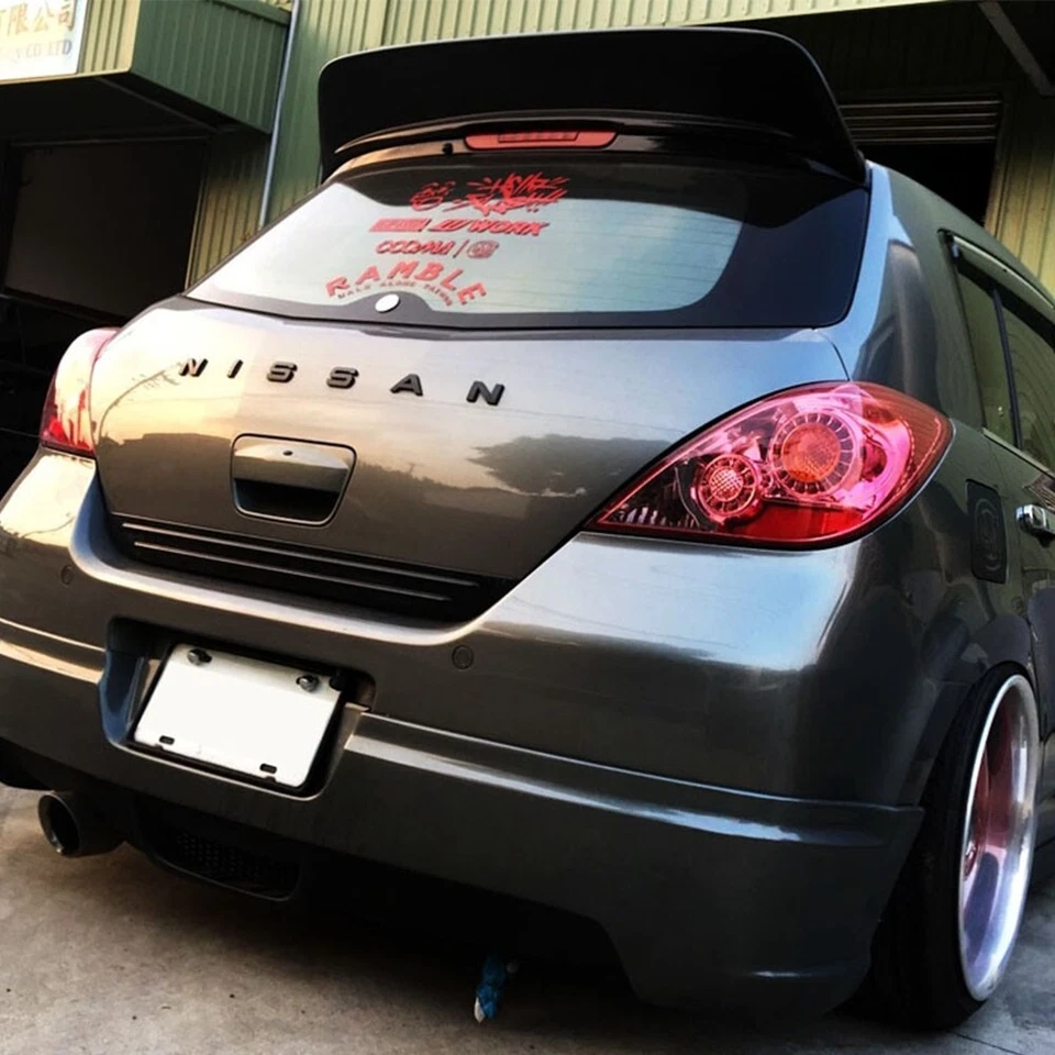 Unpainted FRP Fit Nissan TIIDA C11 Hatchback High Kicks Rear Trunk Spoiler 07-12 - Image 4 of 4