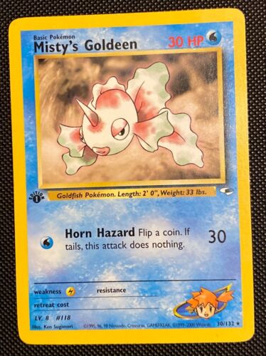 1st Edition Misty’s Goldeen Rare 30/132 - Gym Heroes - LP Pokemon - Vintage - Picture 1 of 2