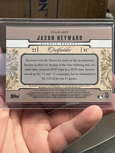 2014 Topps Triple Threads Jason Heyward UAJR-JHE /25 - Picture 2 of 3