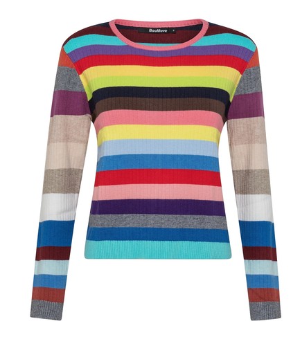 Maglioncino Donna a Righe BooMove Maglia Multicolor Tessuto Elasticizzato |  eBay