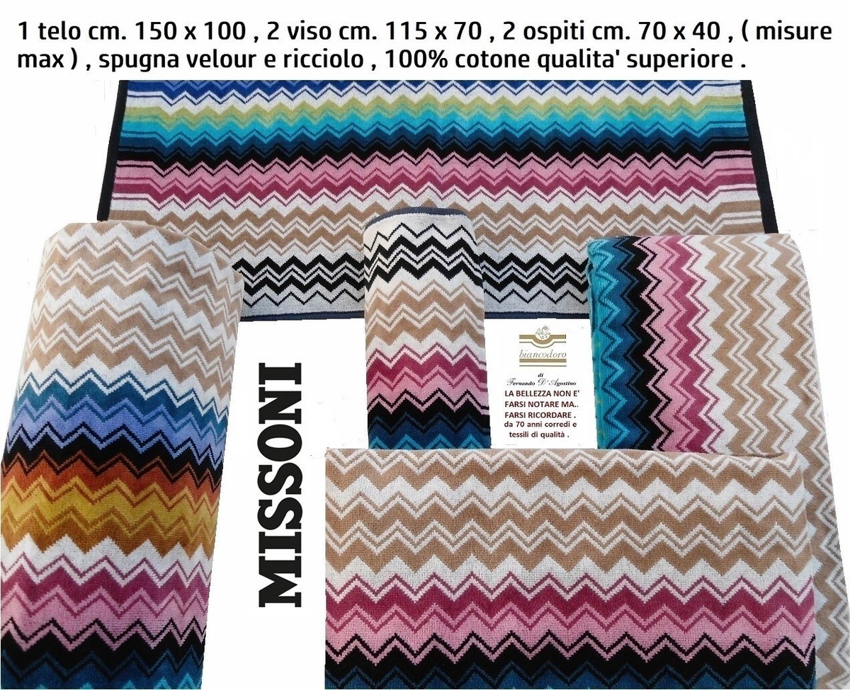 Missoni Set Sponges 5 Pieces, 1 Large Towel 2 Medium 2 Small, Max