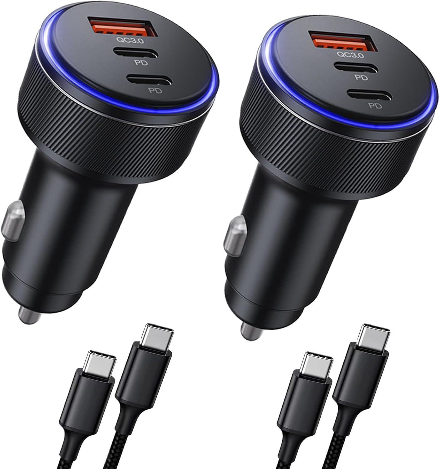 Car Charger for Iphone 16/16 Pro Max USB C Fast Charger,2Pack 90W 3-Port Charger