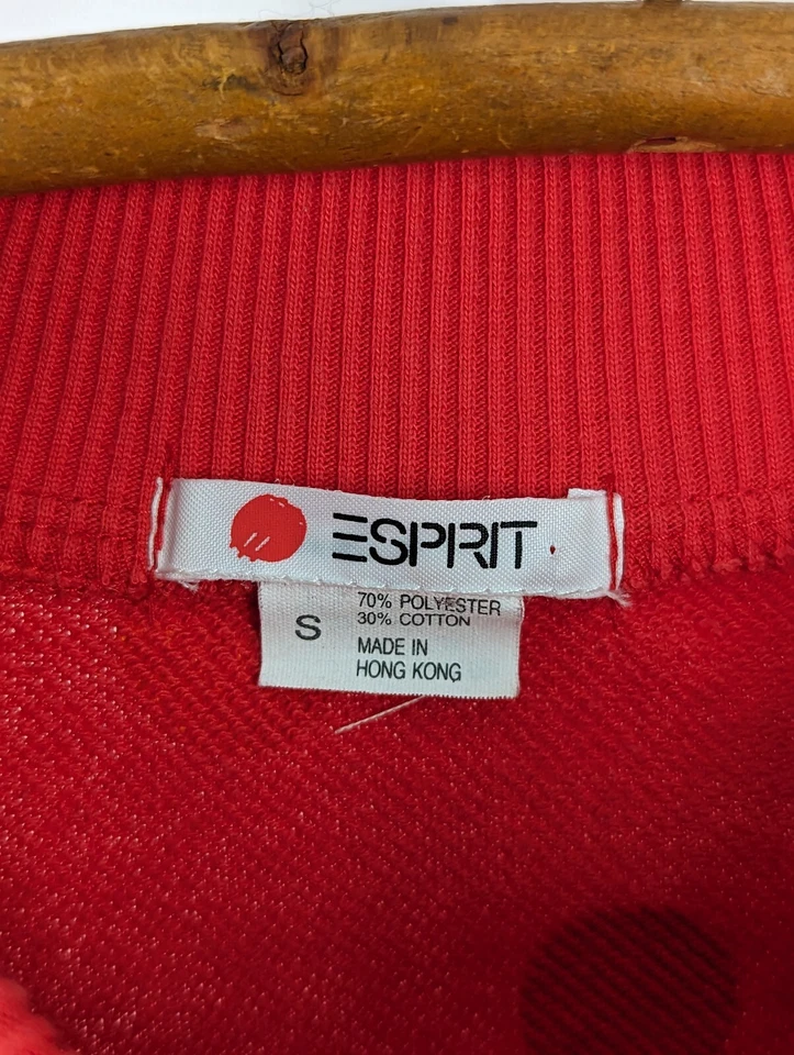 Esprit Vintage Años 80 90 Rojo Amarillo Azul Punto Nueva Ola Sudadera Pequeña Foto 3 de 4