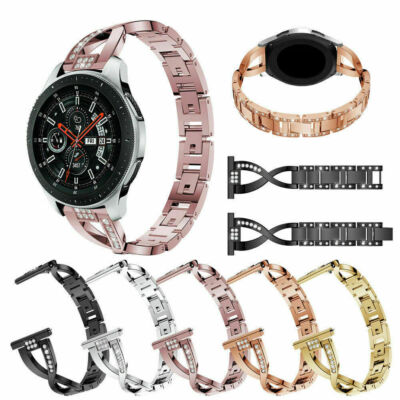 For Samsung Galaxy Watch 42/46mm Stainless Steel Band Strap Rhinestone  Bracelet