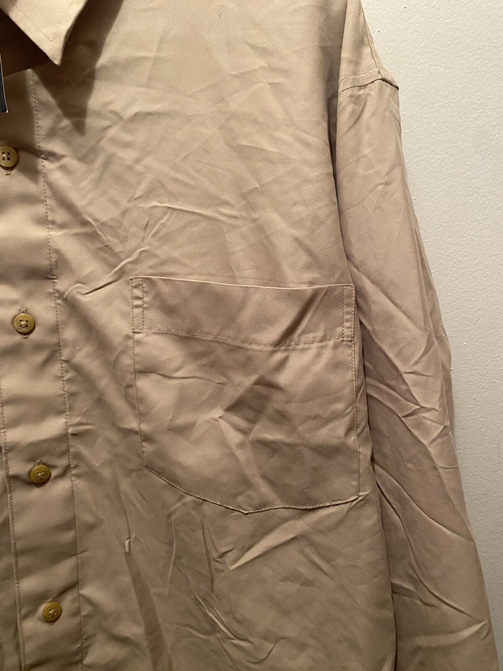 Basic Edition Beige Long Sleeve Size Small Button Up NWT New - Image 2 of 4